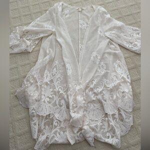 miami Sheer Open-Knit Cardigan in Ivory